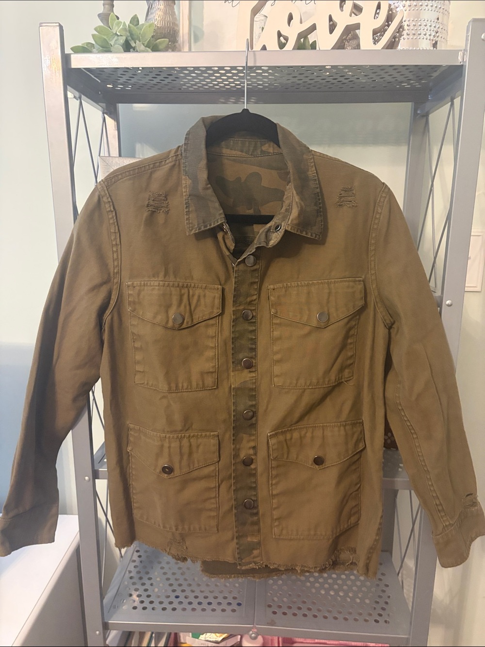 Blank NYC Men's Military Field Jacket in Olive Brown  /Reversible